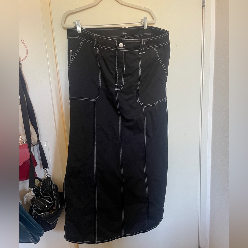 nastygal black jean maxi skirt